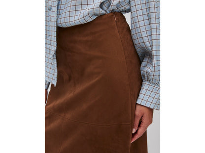 Benetton Brown Women Suede-Effect Midi Skirt SKU: 4WUHD0062_901 Image 04