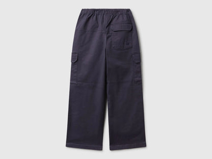 Benetton Air Force Blue Girls Parachute Trousers in Stretch Cotton SKU: 4XZXCF04S_0J8 Image 02