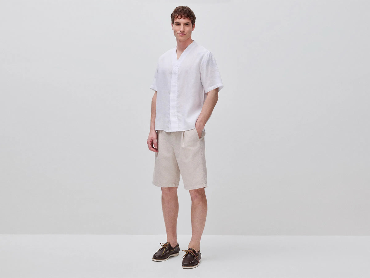 Benetton Creamy white Men Regular Fit Bermuda Shorts in Linen Blend SKU: 4YQSU901I_906 Image 02