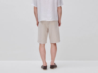 Benetton Creamy White Men Regular Fit Bermuda Shorts in Linen Blend SKU: 4YQSU901I_906 Image 03