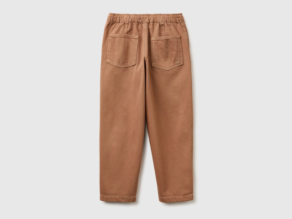 Benetton Brown Boys Cotton Joggers with Drawstring SKU: 4ZJNCF05F_94M Image 02
