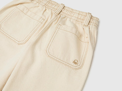Benetton Creamy White Boys Loose-Fit Trousers with Drawstring SKU: 4ZJNGF02T_901 Image 03
