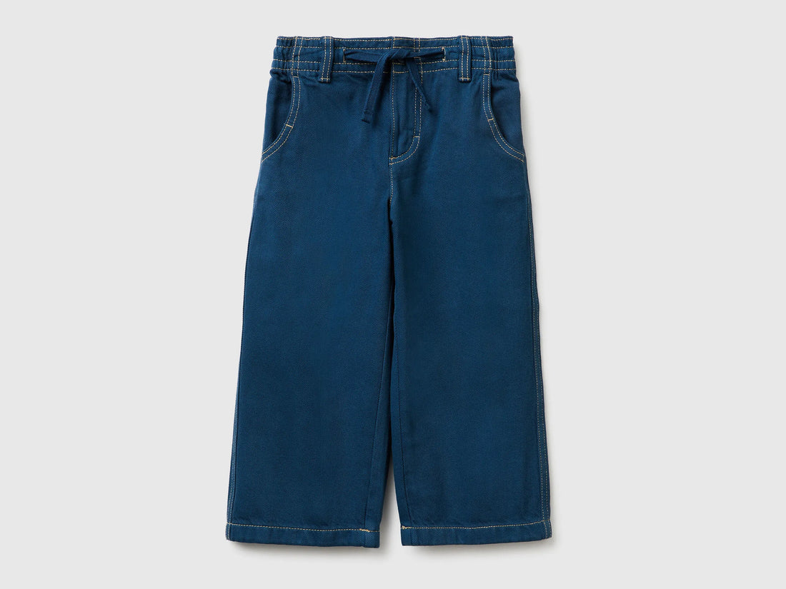Benetton Dark Blue Boys Loose-Fit Trousers with Drawstring SKU: 4ZJNGF02T_97T Image 01