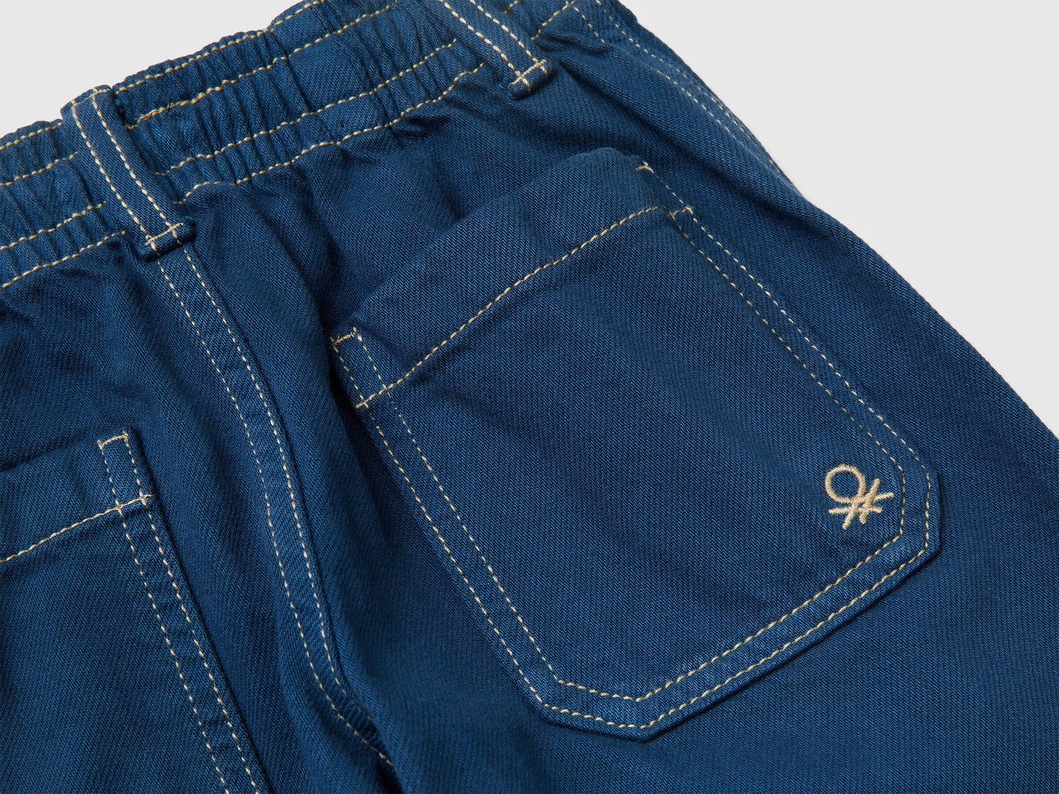 Benetton Dark Blue Boys Loose-Fit Trousers with Drawstring SKU: 4ZJNGF02T_97T Image 03