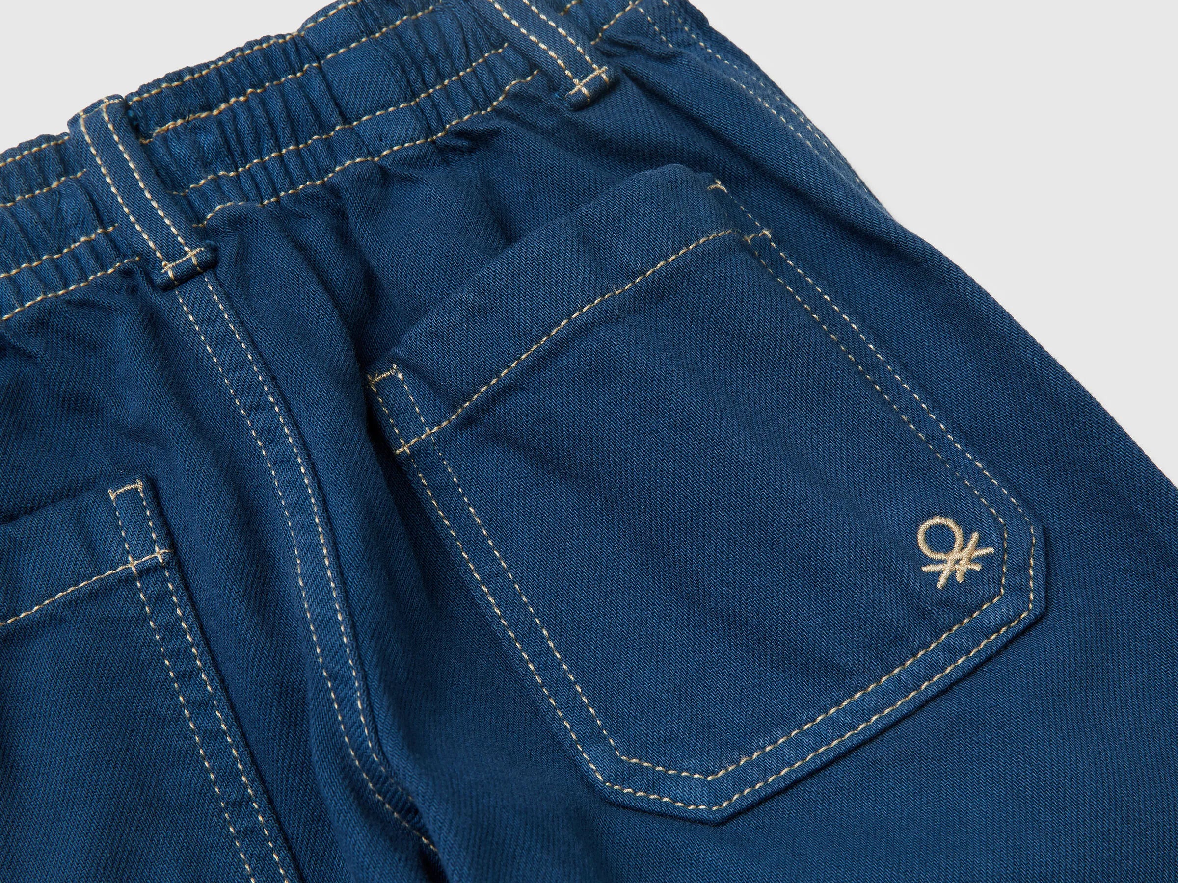 Benetton Dark Blue Boys Loose-Fit Trousers with Drawstring SKU: 4ZJNGF02T_97T Image 03
