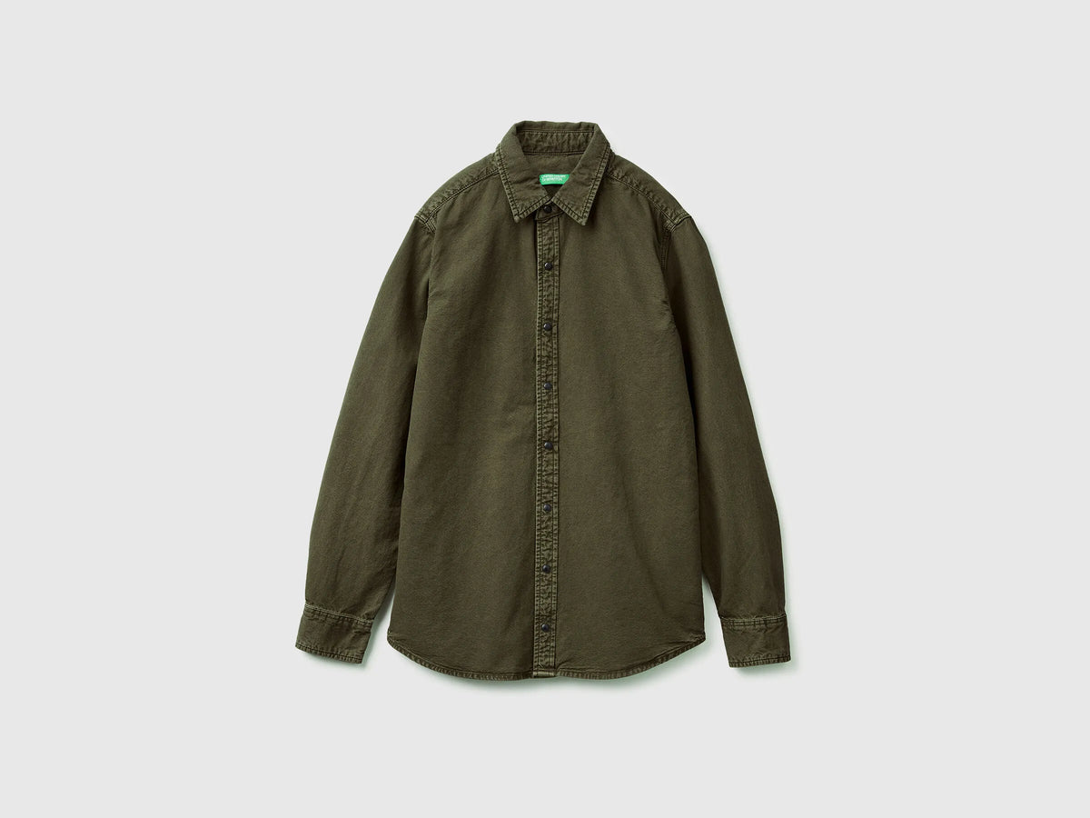 Benetton_Dark Gray_Slim Fit Shirt in 100% Cotton_500VUQ06H_87V_05