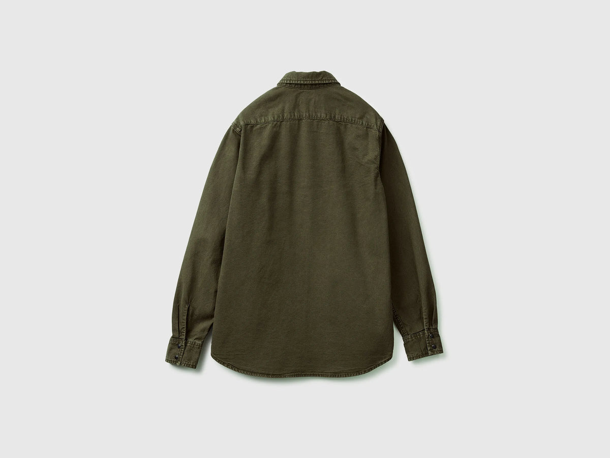 Benetton_Dark Gray_Slim Fit Shirt in 100% Cotton_500VUQ06H_87V_06