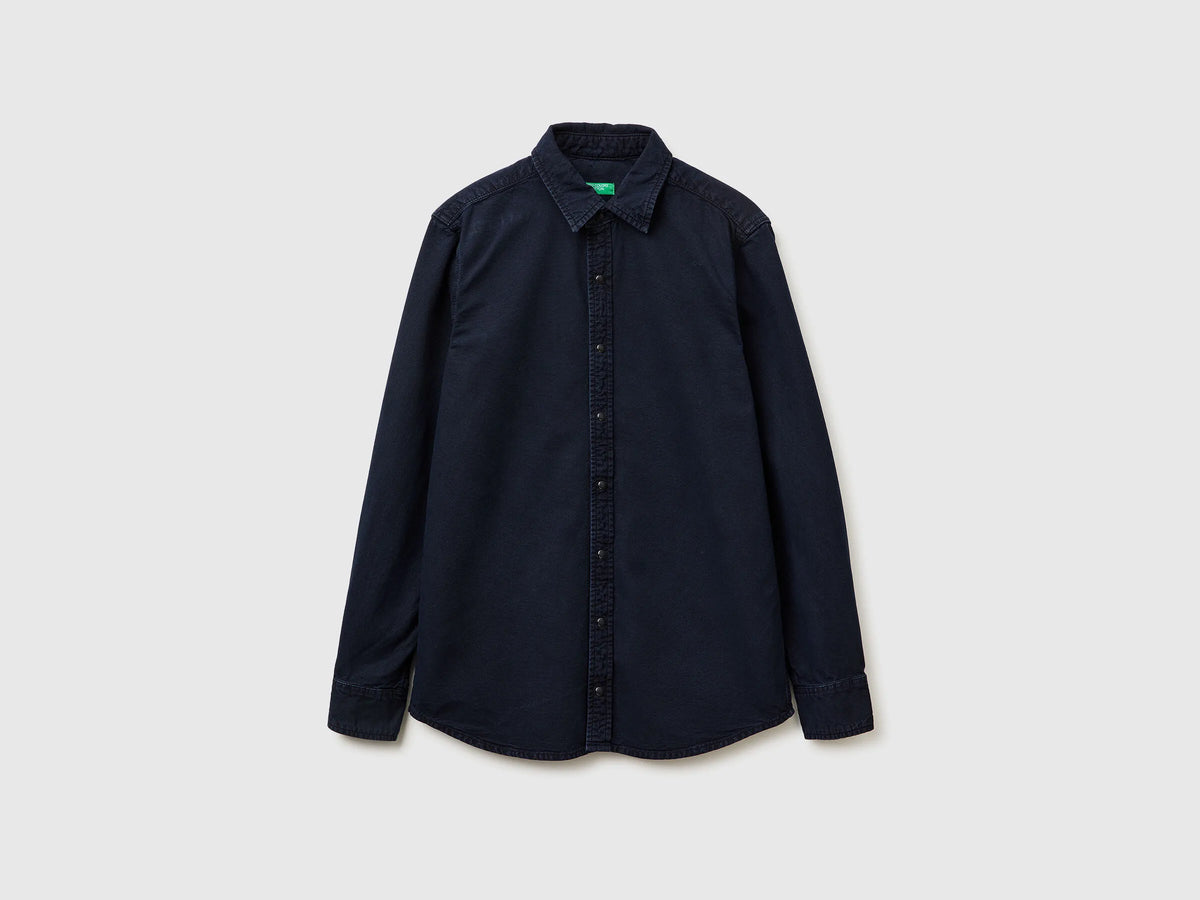 Benetton_Dark Blue_Slim Fit Shirt in 100% Cotton_500VUQ06H_9C1_05