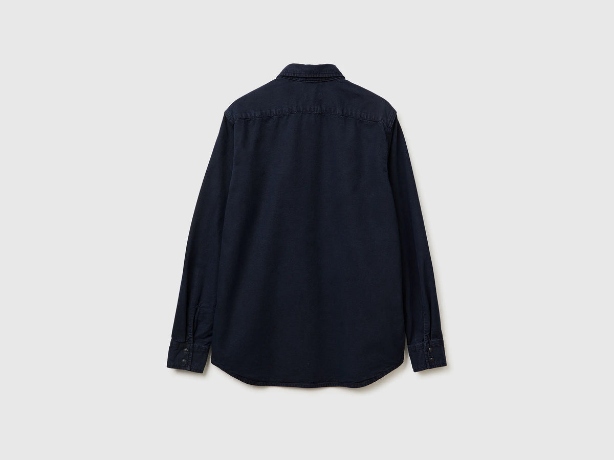 Benetton_Dark Blue_Slim Fit Shirt in 100% Cotton_500VUQ06H_9C1_06