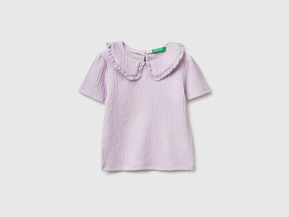Benetton Lilac Girls Blouse with Ruffles SKU: 51PTGQ032_3G1 Image 01