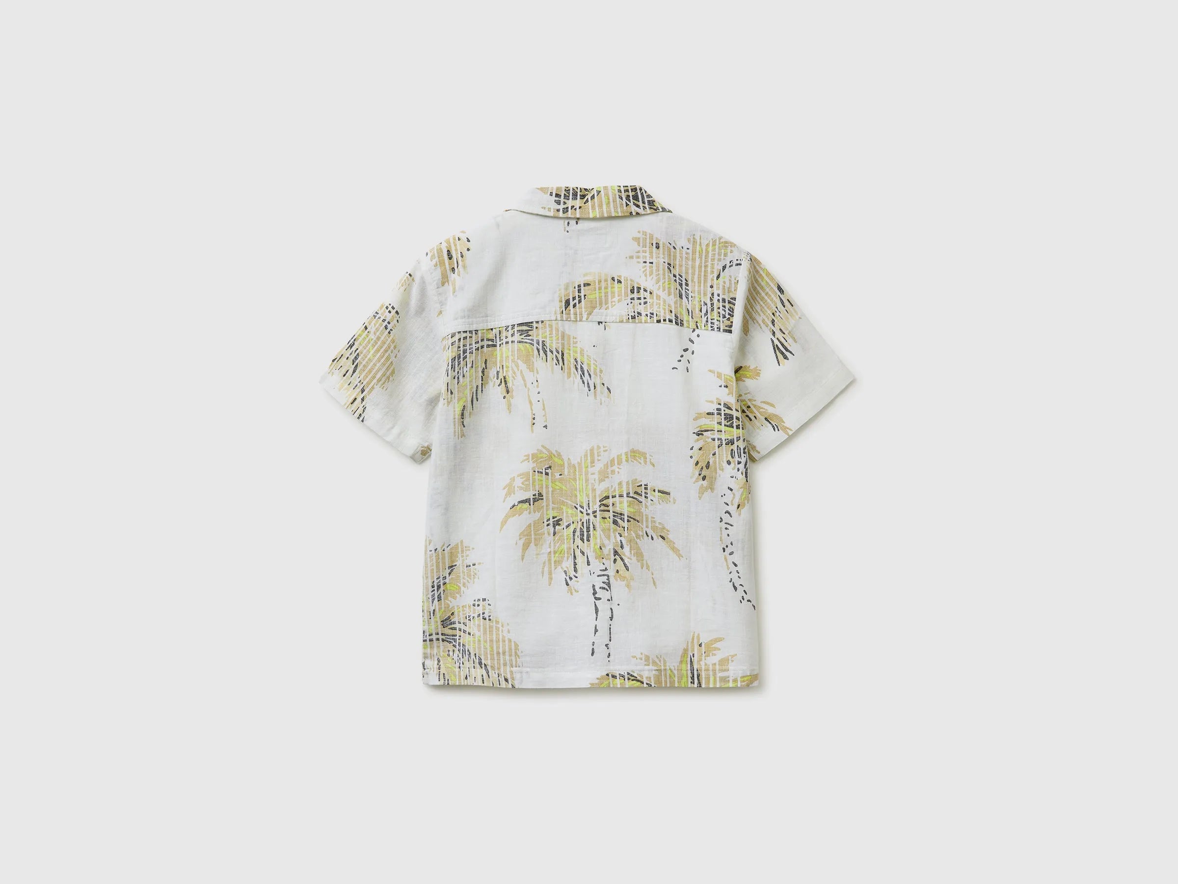 Benetton Light green Boys Shirt with Palm Trees SKU: 51WHCQ053_73V Image 02
