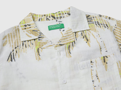 Benetton Light green Boys Shirt with Palm Trees SKU: 51WHCQ053_73V Image 03