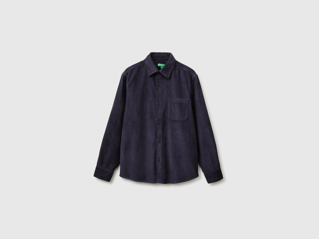 Benetton Dark Blue Men Regular Fit Velvet Shirt SKU: 520WUQ07I_9C1 Image 01