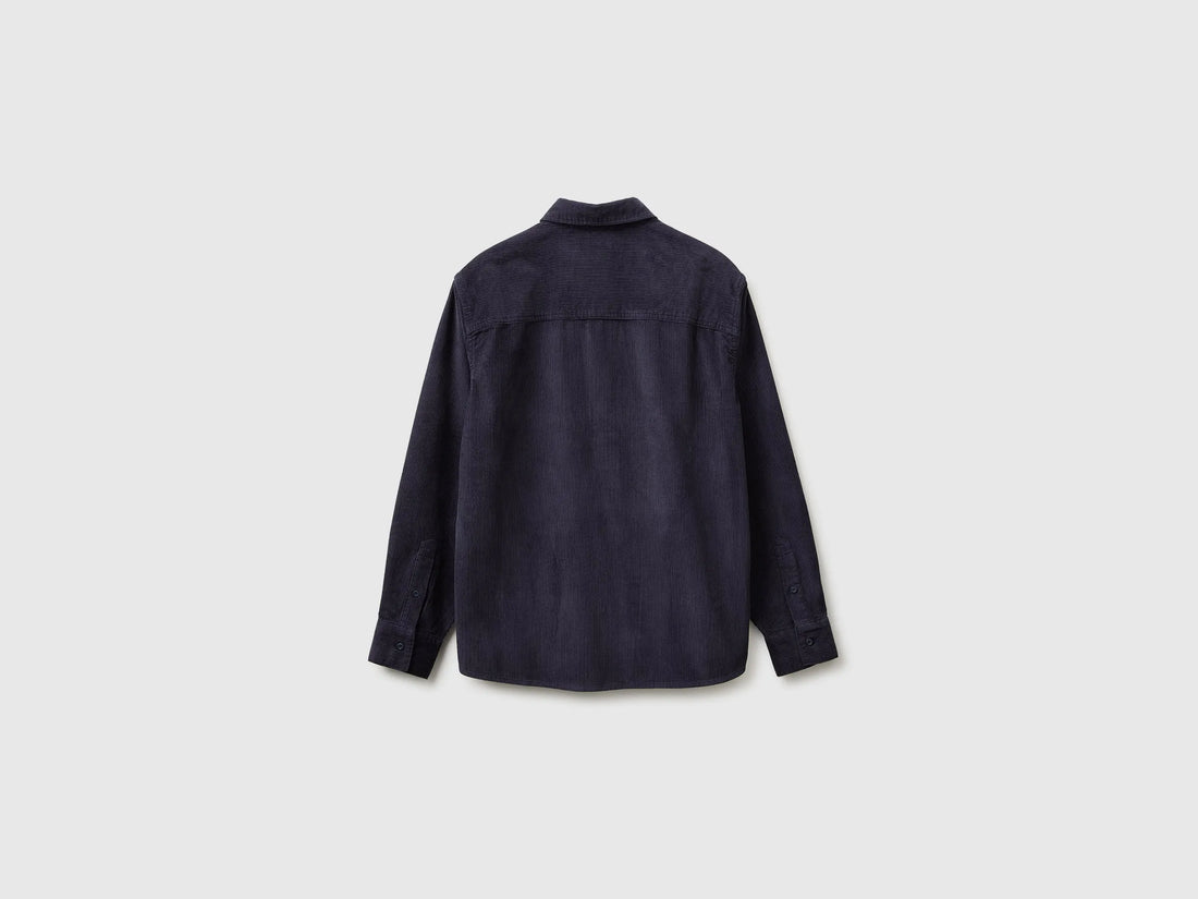 Benetton Dark Blue Men Regular Fit Velvet Shirt SKU: 520WUQ07I_9C1 Image 02
