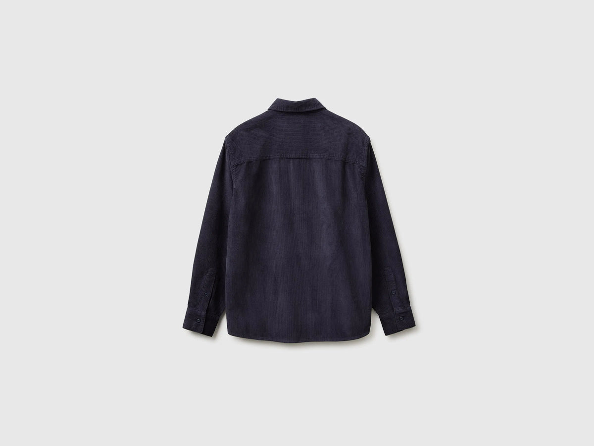 Benetton Dark Blue Men Regular Fit Velvet Shirt SKU: 520WUQ07I_9C1 Image 02