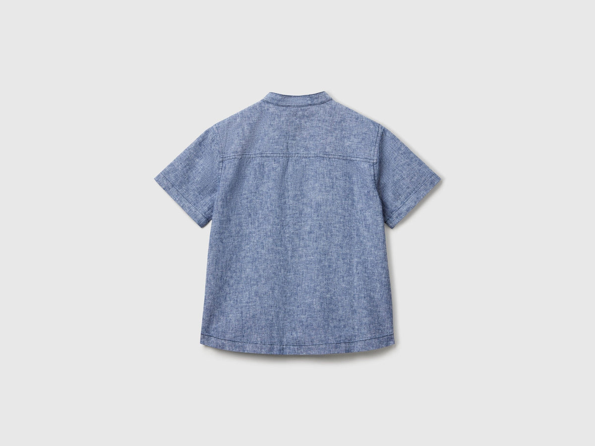 Benetton_Short Sleeve Mandarin Collar Shirt _52VMCQ03W_920_02