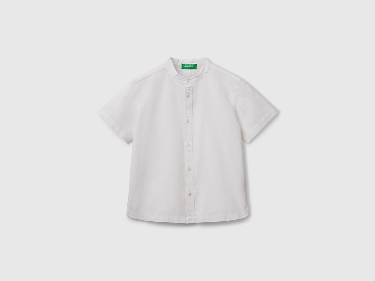 Benetton_Short Sleeve Mandarin Collar Shirt _52VMCQ03W_921_01