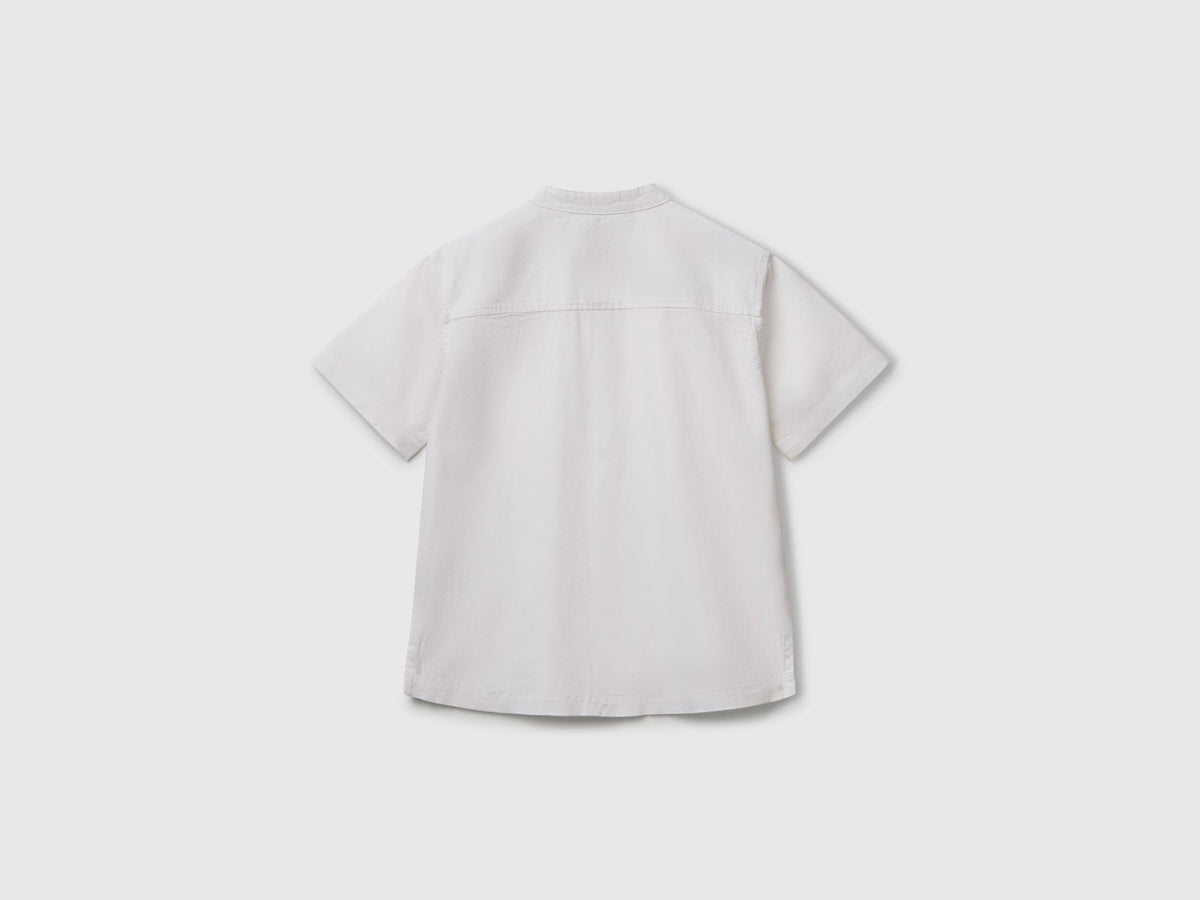 Benetton_Short Sleeve Mandarin Collar Shirt _52VMCQ03W_921_02