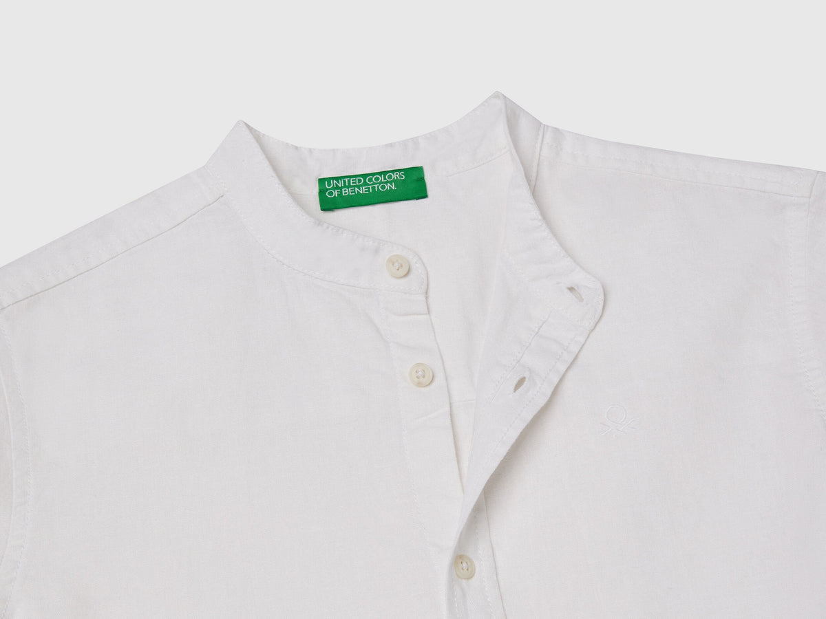 Benetton_Short Sleeve Mandarin Collar Shirt _52VMCQ03W_921_03