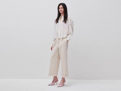 Benetton Creamy White Women Shirt with Flowers SKU: 53WFDQ0E2_0R2 Image 03