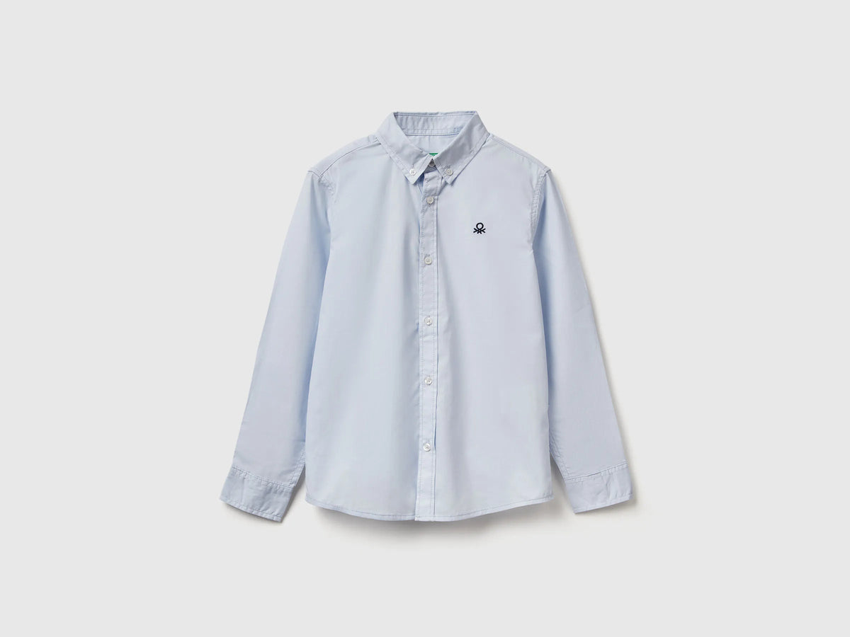 Benetton Sky Blue Boys Sky Blue Button-Down Shirt SKU: 54AZCQ00R_081 Image 01