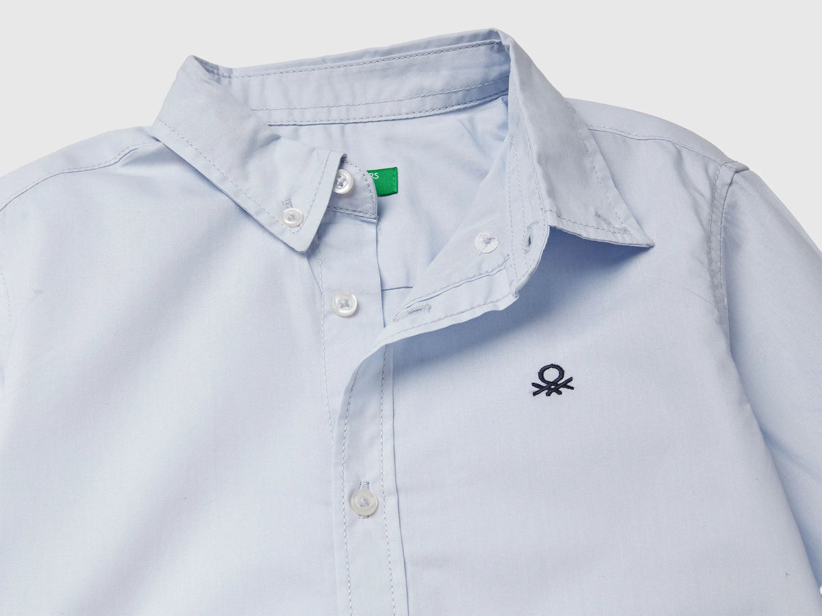 Benetton Sky Blue Boys Sky Blue Button-Down Shirt SKU: 54AZCQ00R_081 Image 03