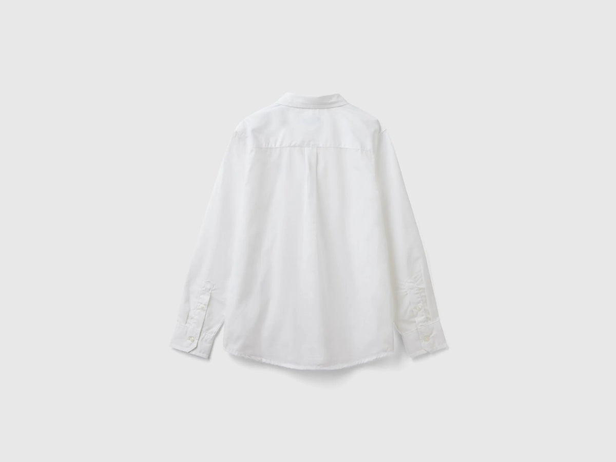 Benetton White Boys White Button-Down Shirt SKU: 54AZCQ00R_101 Image 02