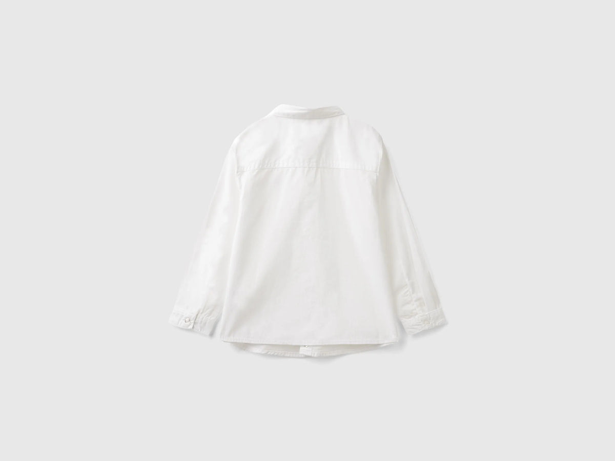 Benetton White Boys White Shirt in Pure Cotton SKU: 54AZGQ00J_101 Image 02