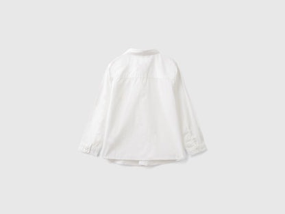 Benetton_White_White Shirt in Pure Cotton_54AZGQ00J_101_02