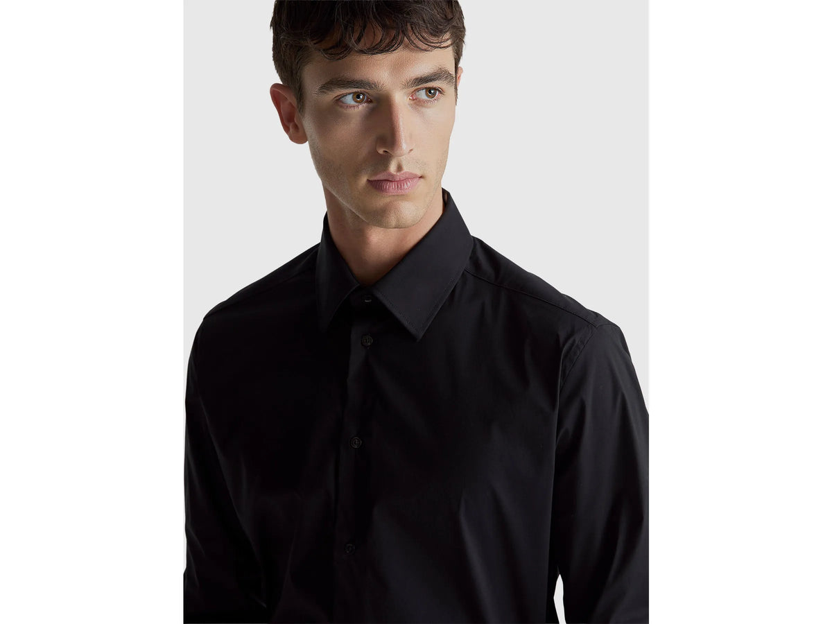 Benetton Black Men Slim Fit Shirt SKU: 551MUQ049_100 Image 04