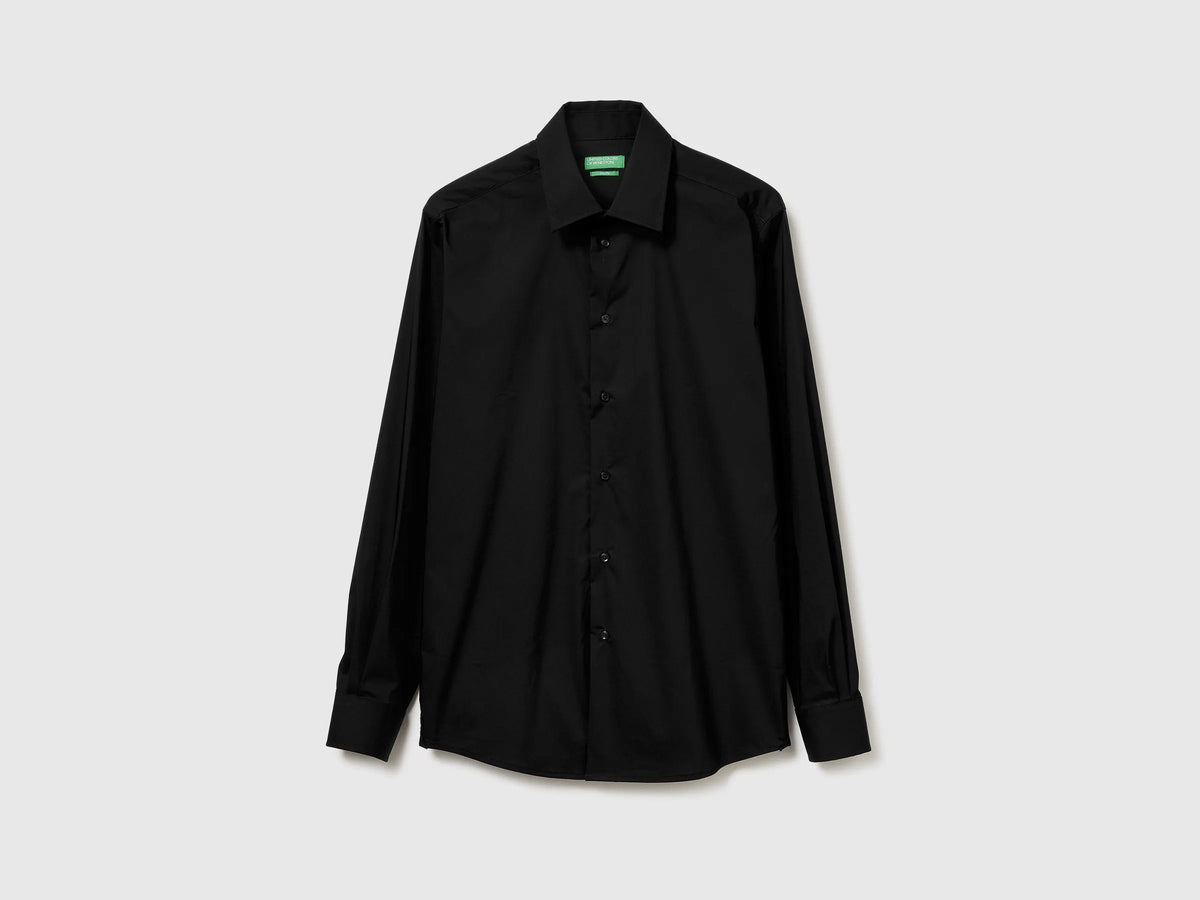 Benetton Black Men Slim Fit Shirt SKU: 551MUQ049_100 Image 05
