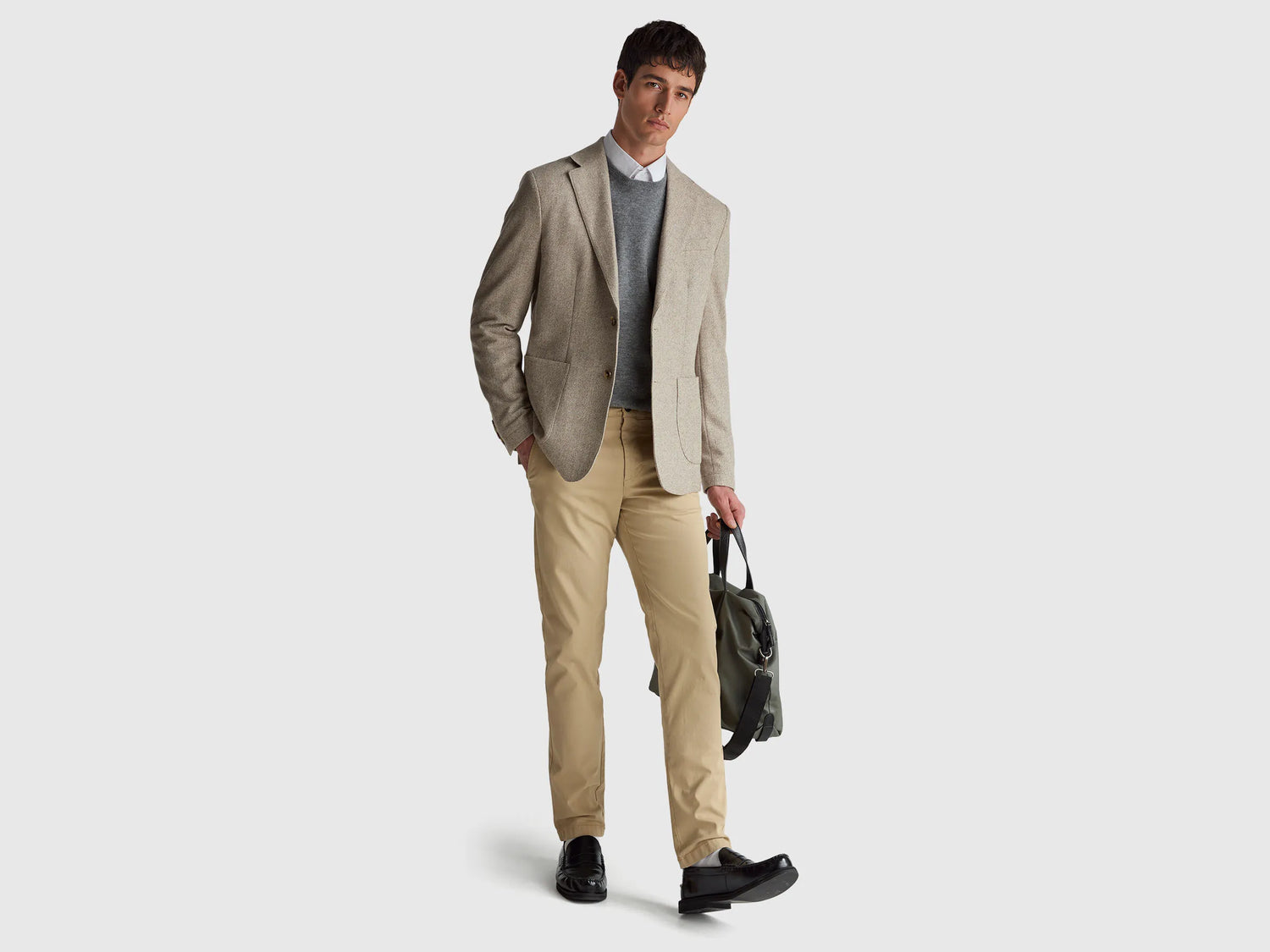 Benetton White Men Slim Fit Shirt SKU: 551MUQ049_101 Image 03