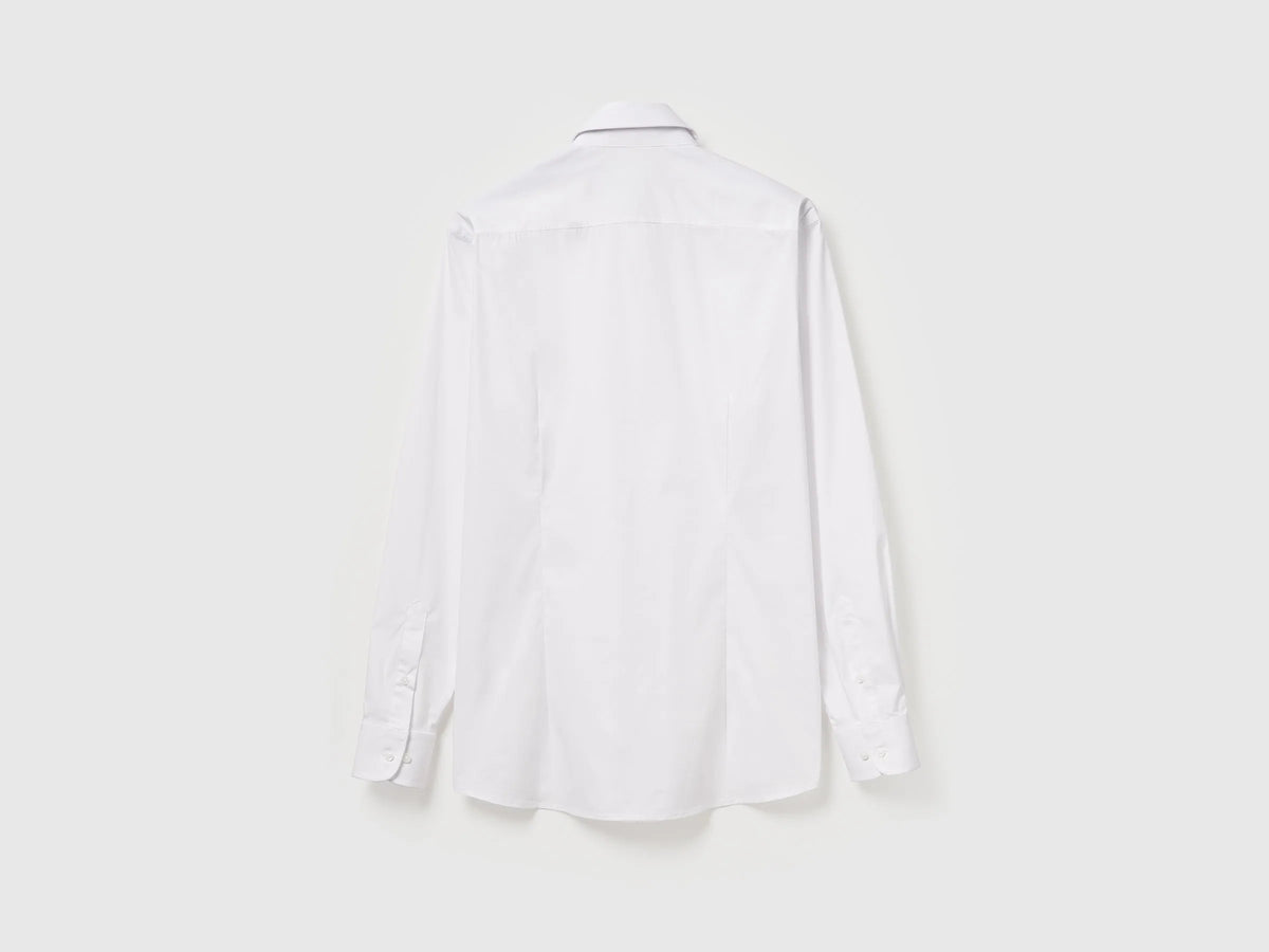 Benetton White Men Slim Fit Shirt SKU: 551MUQ049_101 Image 06