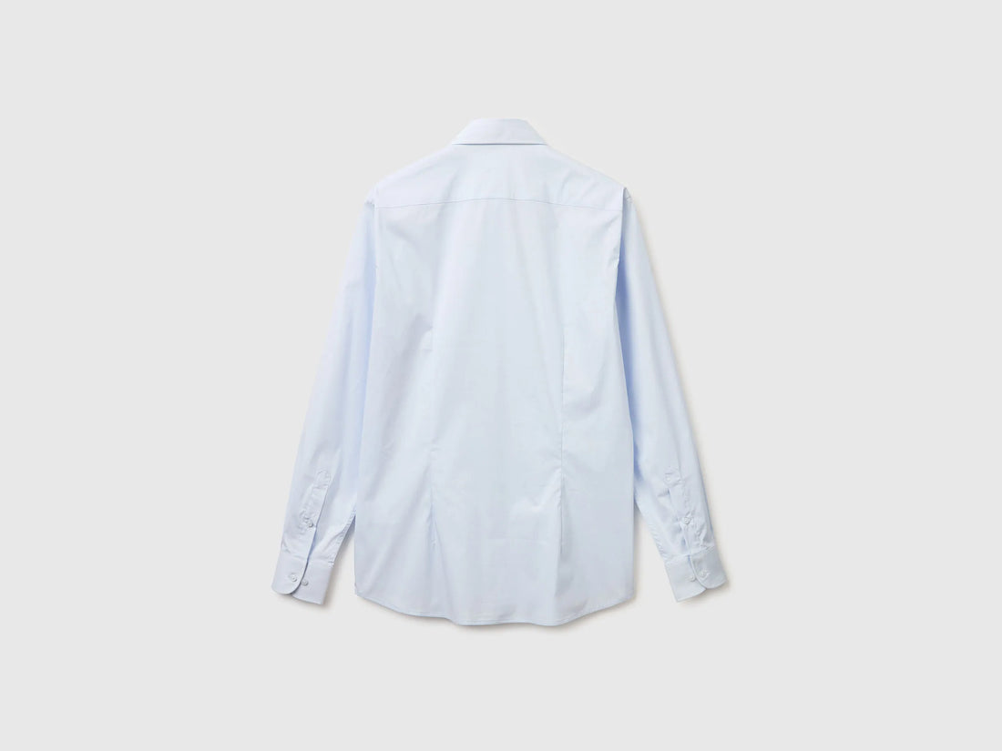 Benetton Light Blue Men Slim Fit Shirt SKU: 551MUQ049_30J Image 02