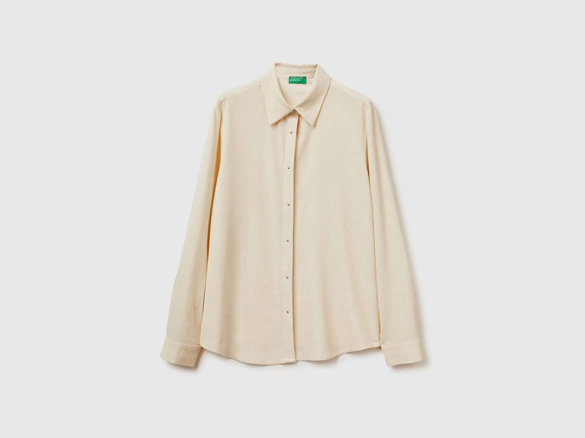 Benetton Creamy White Women Crepe Shirt SKU: 55M1DQ0CP_3C9 Image 05
