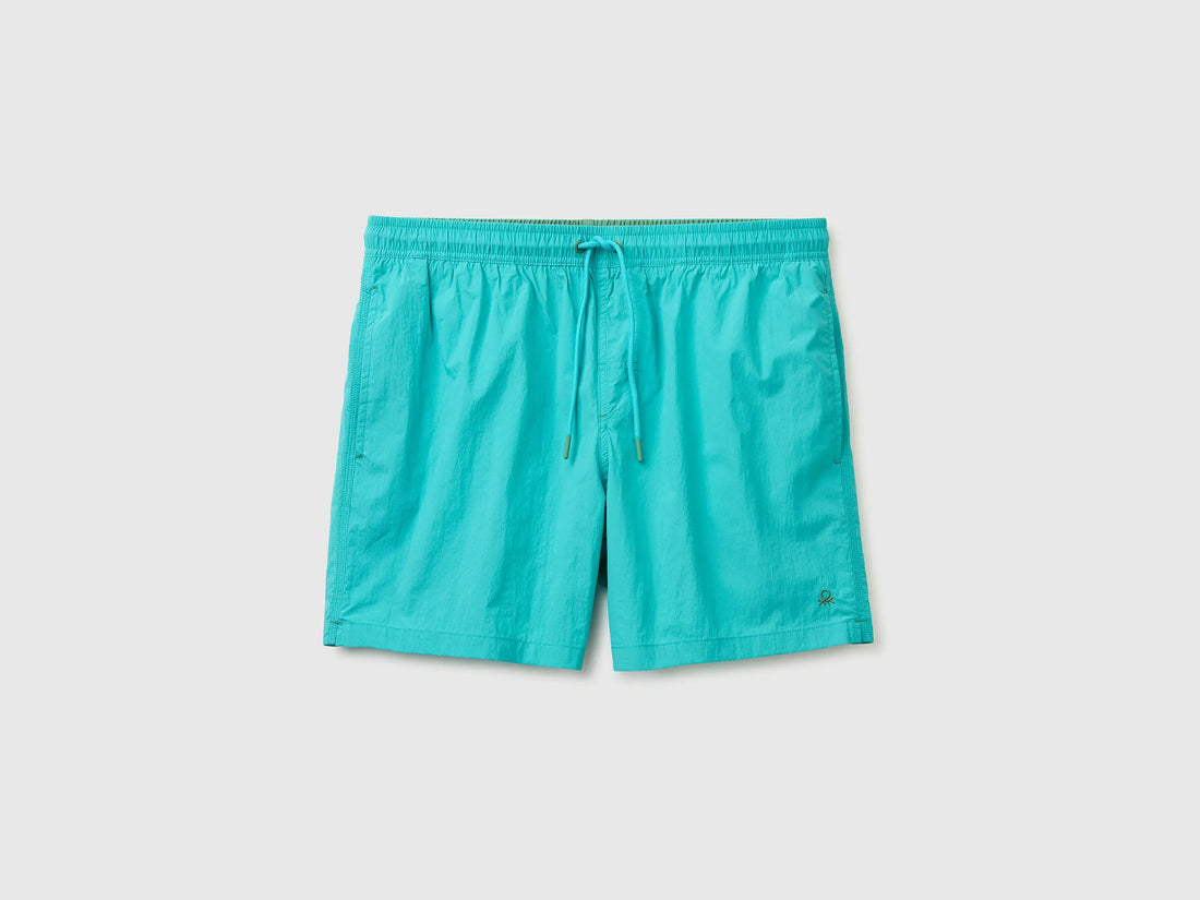 Benetton Turquoise Men Drawstring Swim Trunks SKU: 57EH6X00V_027 Image 01