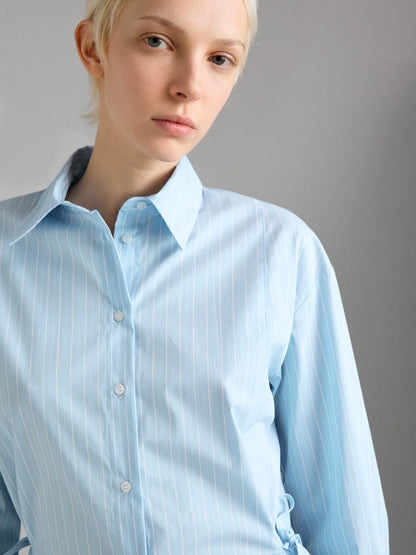 Sisley Light blue Women Striped Shirt with Laces SKU: 58B5LQ0AI_911 Image 04