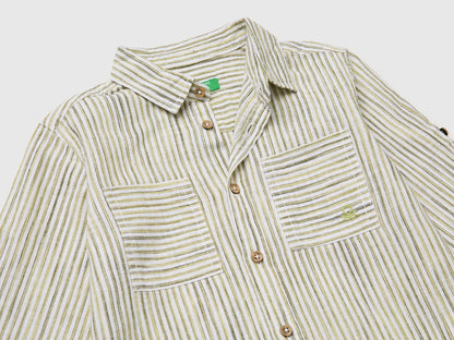 Benetton Lime Boys Striped Linen Blend Shirt SKU: 58DNGQ036_903 Image 03