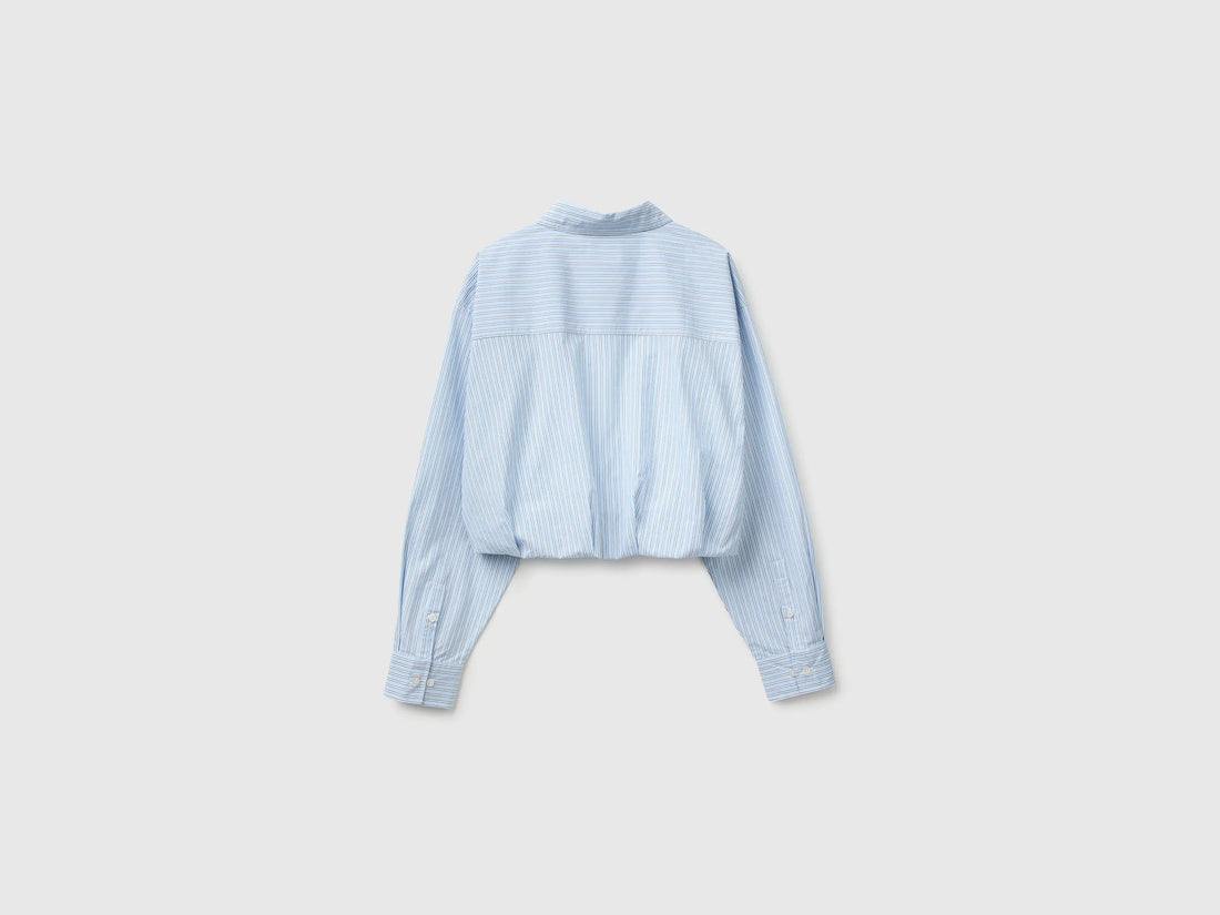 Benetton Light Blue Women Striped Shirt with Inner Top SKU: 592BDQ0FD_901 Image 02