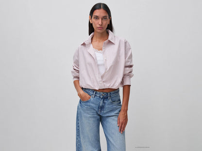 Benetton Soft Pink Women Striped Shirt with Inner Top SKU: 592BDQ0FD_902 Image 01