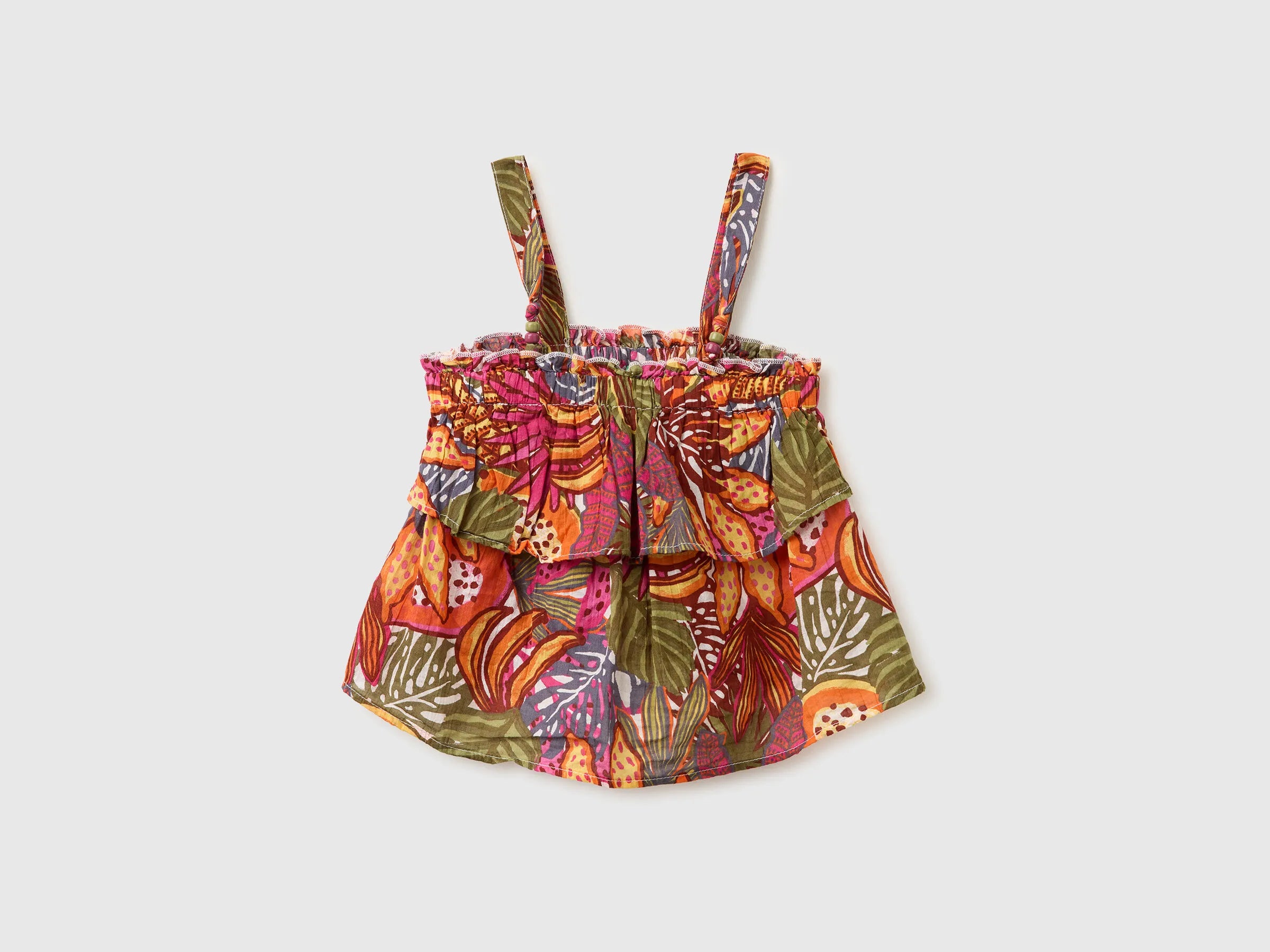 Benetton Multi-color Girls Top with Ruffles and Beads SKU: 59MYGQ03C_70J Image 01