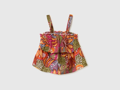 Benetton Multi-color Girls Top with Ruffles and Beads SKU: 59MYGQ03C_70J Image 01