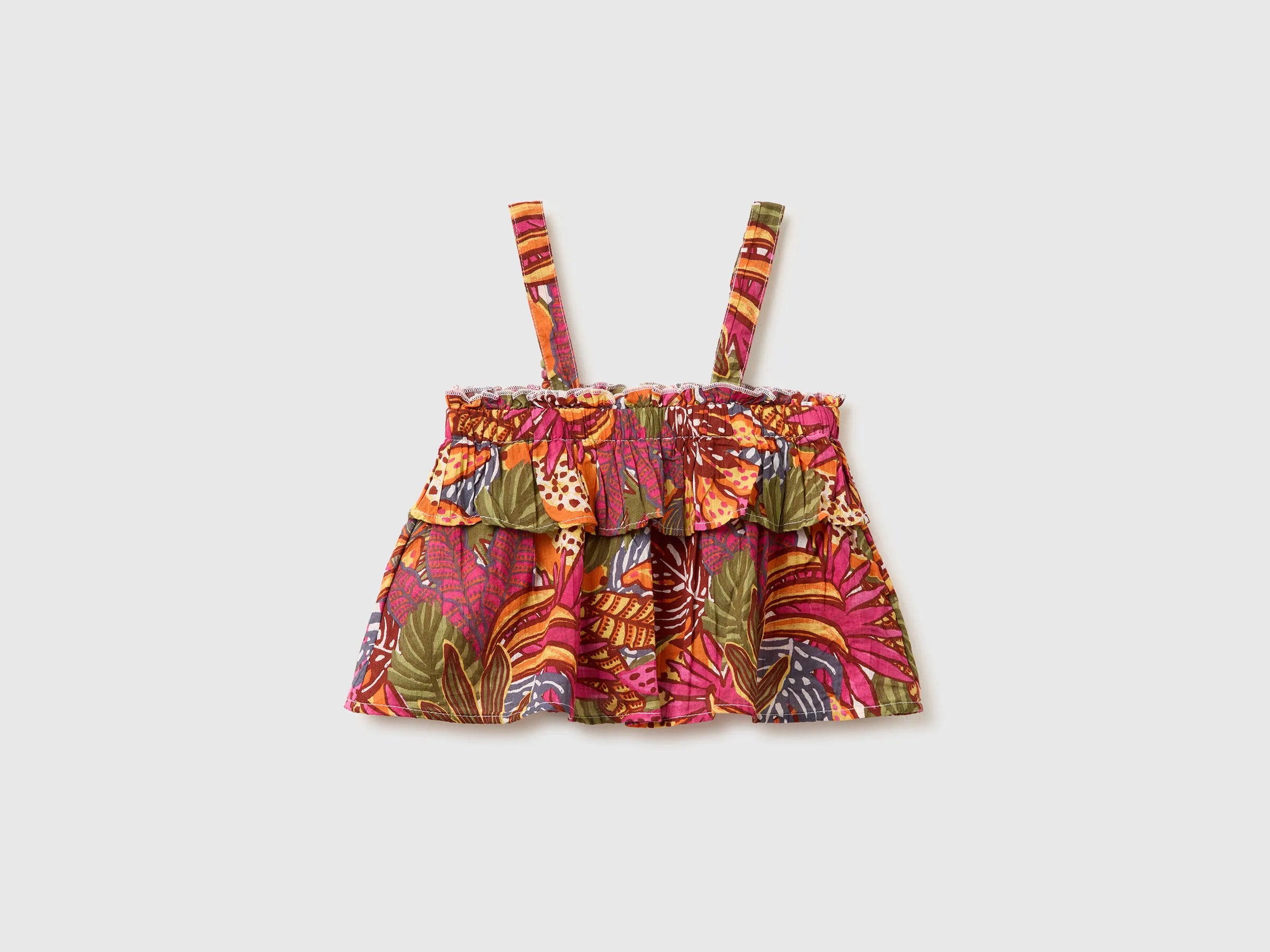 Benetton Multi-color Girls Top with Ruffles and Beads SKU: 59MYGQ03C_70J Image 02