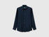 Benetton Dark Blue Men Shirt in Pure Linen SKU: 5BKUUQ04Q_904 Image 01