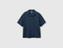 Benetton Dark Blue Men 100% Linen Short-Sleeved Shirt SKU: 5BKUUQ06S_904 Image 01