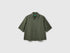 Benetton Military Green Women Short Shirt in Pure Linen SKU: 5BML5QB75_20W Image 01