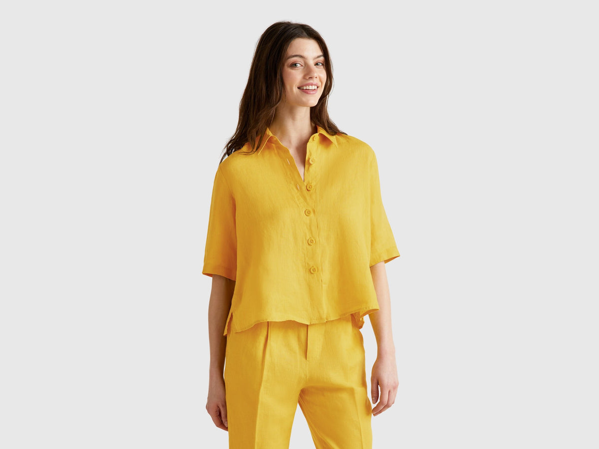 Benetton_Short Shirt in Pure Linen_5BML5QB75_36H_01