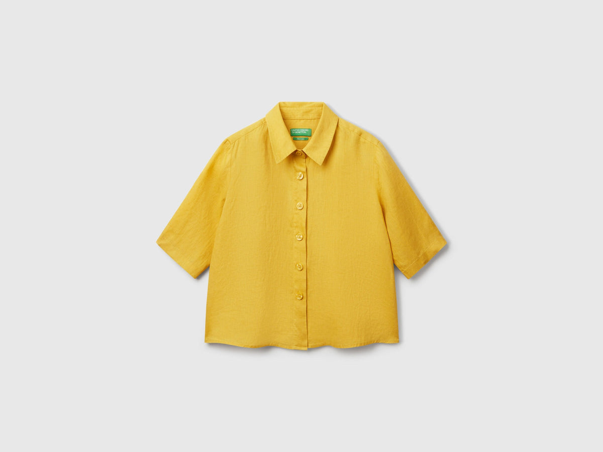 Benetton_Short Shirt in Pure Linen_5BML5QB75_36H_03