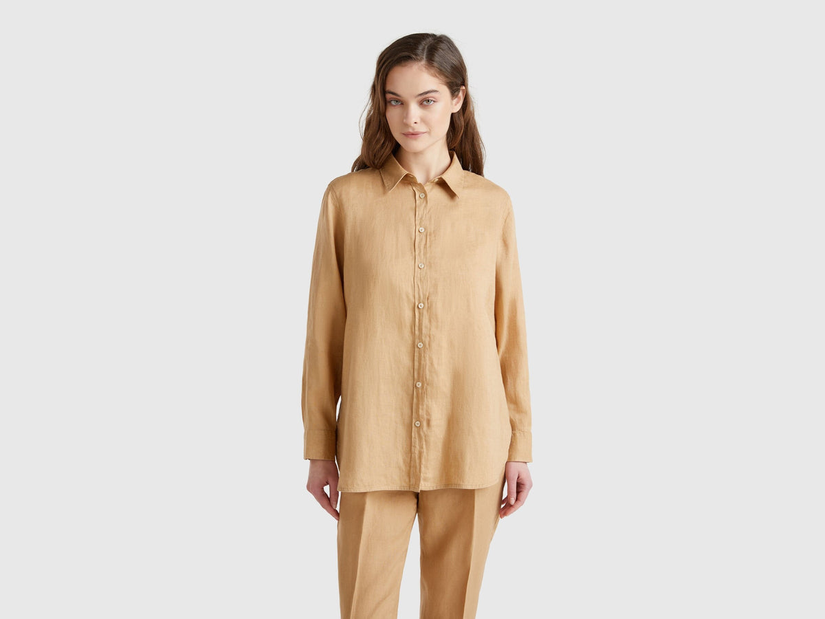 Benetton_Long Shirt in Pure Linen_5BMLDQ02U_193_01