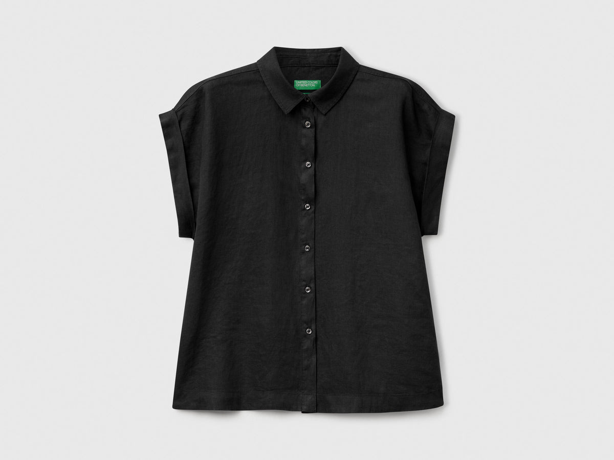 Benetton_Regular Fit Shirt in Pure Linen_5BMLDQ06V_100_03